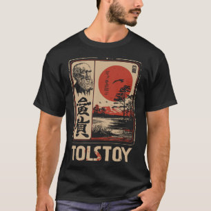 T-shirt Tolstoï Littéraire Japonais Rouge Soleil Philosoph