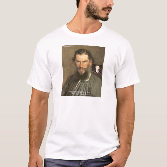 T-shirt Tolstoï "Nietzsche = Stupid Cadeaux De Devis Tee - (Devant)