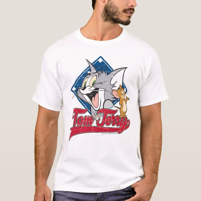 T-shirt Tom Et Jerry | Tom Et Jerry Sur Diamant De Basebal (Devant)