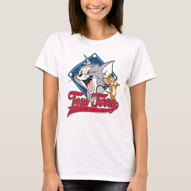 T-shirt Tom Et Jerry | Tom Et Jerry Sur Diamant De Basebal (Devant)