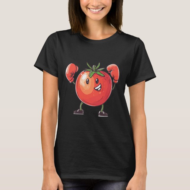 T-shirt Tomate gaie avec gants de boxe amusant (Devant)
