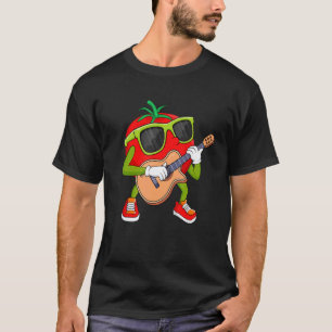 T-shirt Tomate Jouant de la Guitare Musique de Tomate Homm