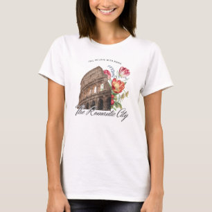 T-shirt Tombé amoureux des Roms. Colisée et fleurs