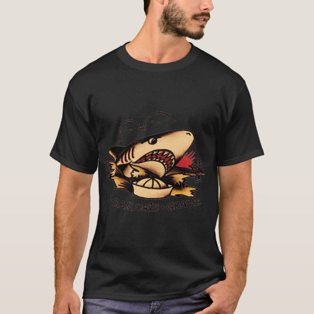 T-shirt Tombe de marins requins Américainraditionnel Marin (Devant)