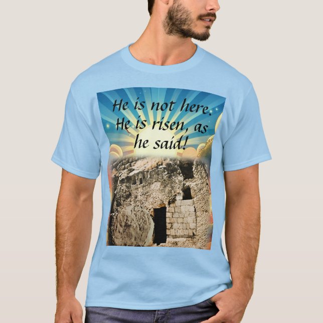 T-shirt Tombeau vide avec l'Écriture "Il est ressuscité" (Devant)