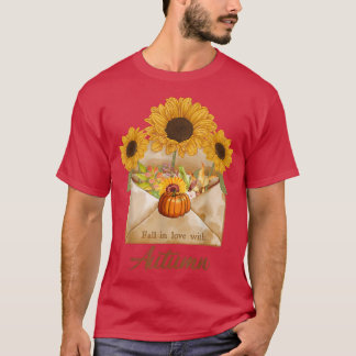 T-shirt Tomber Amoureux Avec L'Automne Citrouille Tourneso