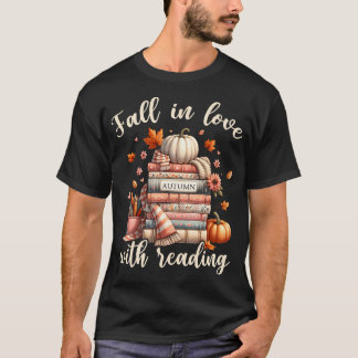T-shirt Tomber Amoureux Avec Lecture Livre Citrouille Auto