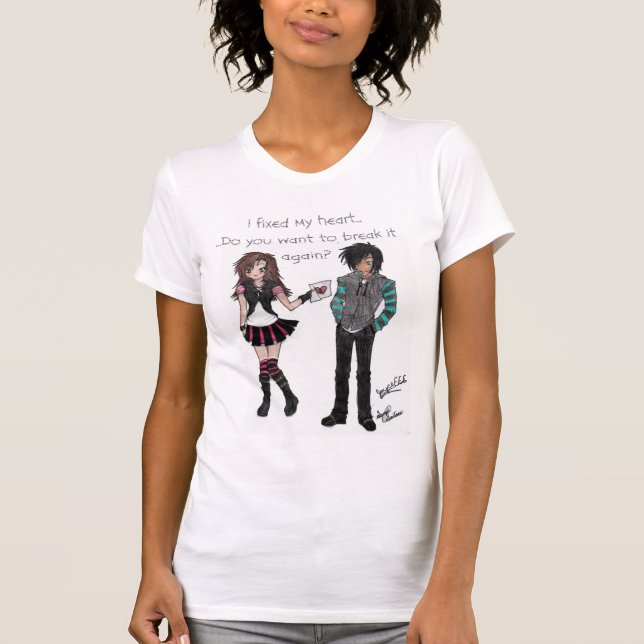 T-shirt tomber amoureux de la personne fausse encore (Devant)