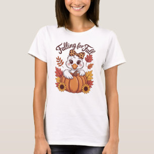 T-shirt Tomber Amoureux de l'Automne Canard Mignon