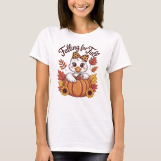 T-shirt Tomber Amoureux de l'Automne Canard Mignon