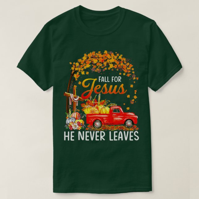 T-shirt Tomber Pour Jésus Il N'A Jamais Feuille Thanksgivi (Design devant)