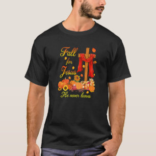 T-shirt Tomber Pour Jésus Il N'A Jamais Foi Feuille Croix