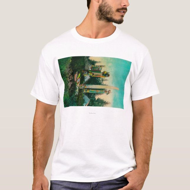 T-shirt Tombes et totems indiens en Alaska StateState (Devant)