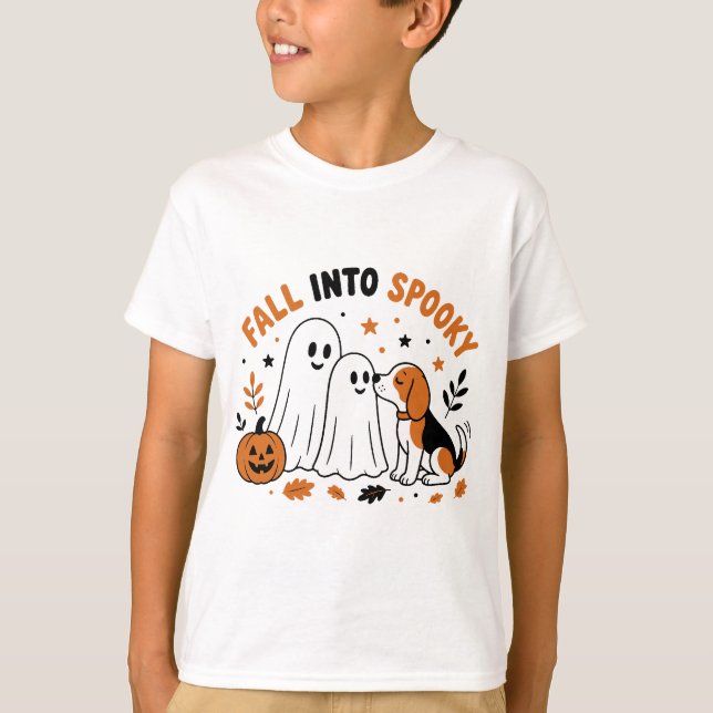 T-shirt Tombez Dans la Conception de Fantôme Effrayant (Devant)