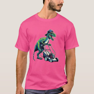 T-shirt Tondeuse à gazon drôle de vélociraptor dinosaure t