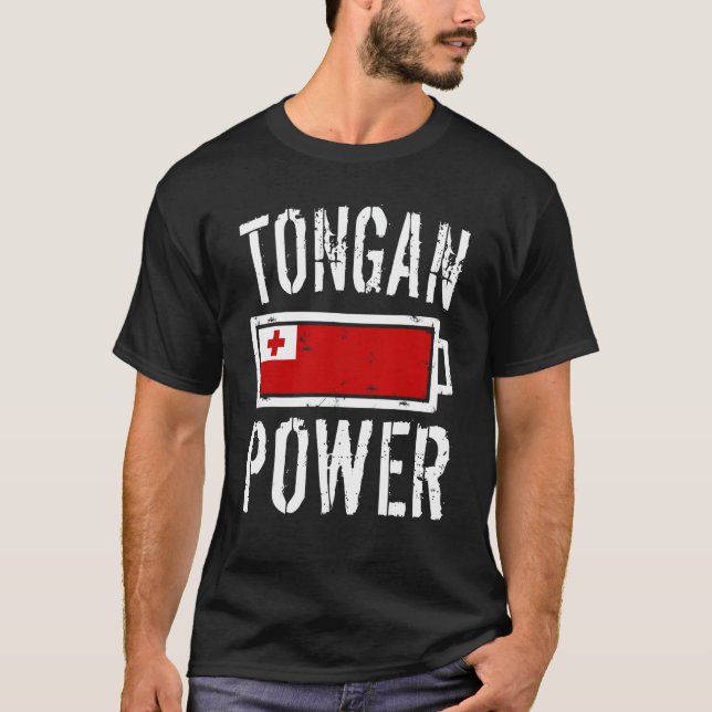 T-shirt Tonga Drapeau Tongan Batterie d'alimentation Fière (Devant)