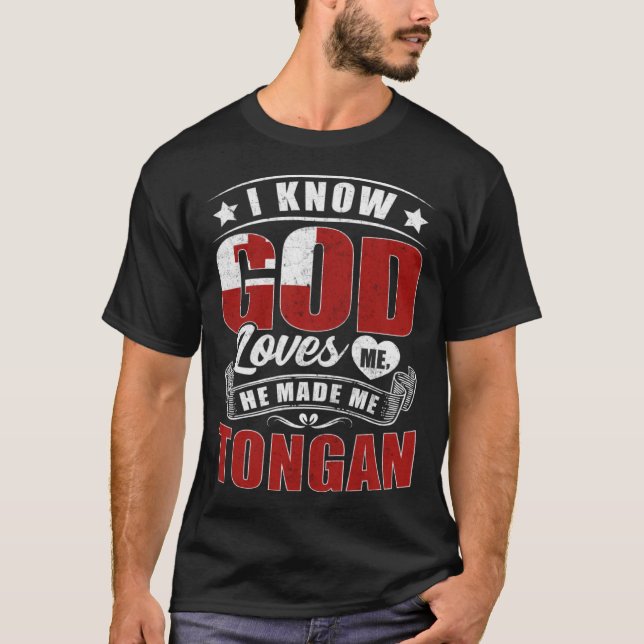 T-shirt Tonga Flag God Loves Me  Tongans (Devant)
