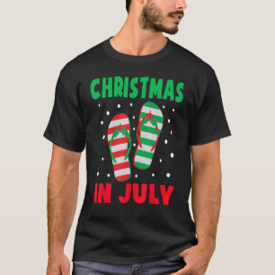 T-shirt Tongs de Noël en juillet Été plage enfants à