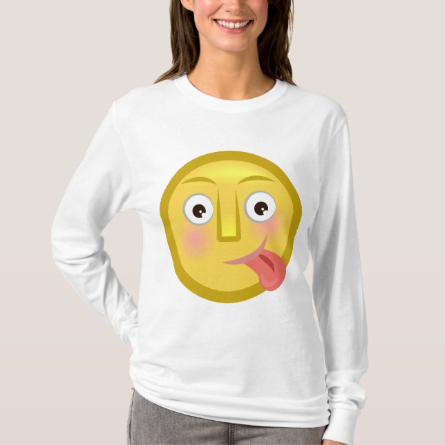 T-shirt Tongue Out Emoji Funny Goofy Face (Devant)