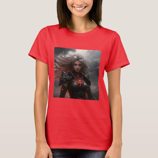 T-shirt tonnerre de guerrier féminin et foudre (Devant)