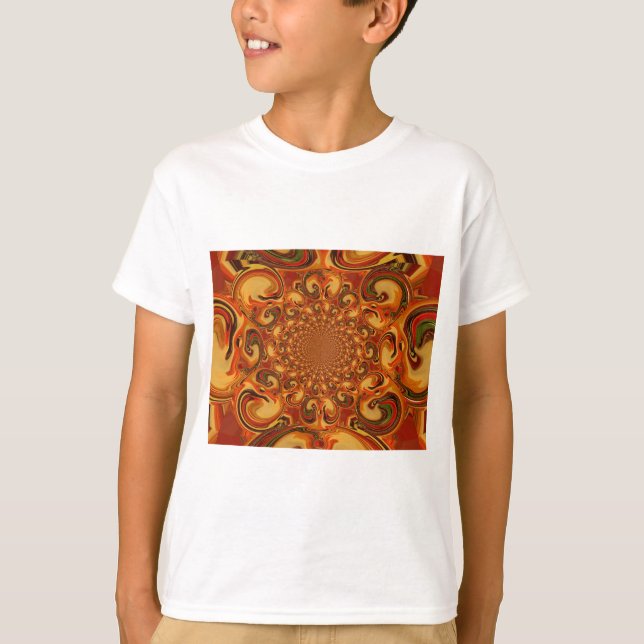 T-shirt Tons Abstraits orange, marron et vert (Devant)