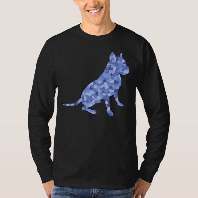 T-shirt Tons Bleus Sitting Pit Bull race Chien Scoop (Devant)