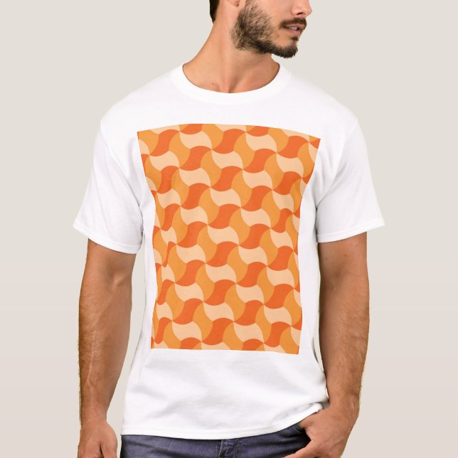 T-shirt Tons oranges géométriques : Carreaux Abstraits (Devant)