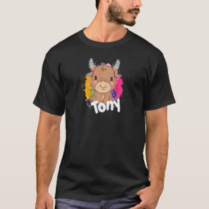 T-shirt TONY Belle fille nom avec adorable petite vache