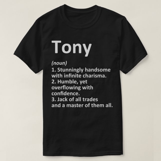 T-shirt TONY Définition Nom personnalisé Amusant Anniversa (Design devant)