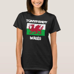 T-shirt Tonypandy, Pays de Galles avec drapeau gallois
