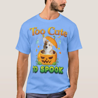 T-shirt Too Cute To Spook Corgi Dog Halloween Pumpkin Witc