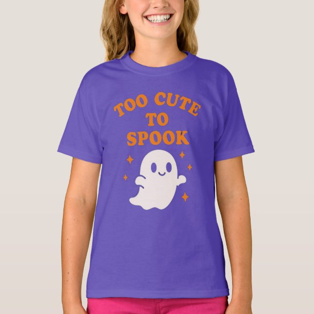 T-shirt  Too Cute To Spook - Funny Halloween Ghost Girl's  (Devant)