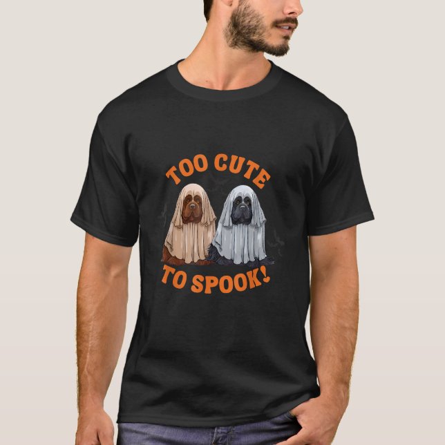 T-shirt Too Cute To Spook Newfoundland Dog Ghosts Hallowee (Devant)