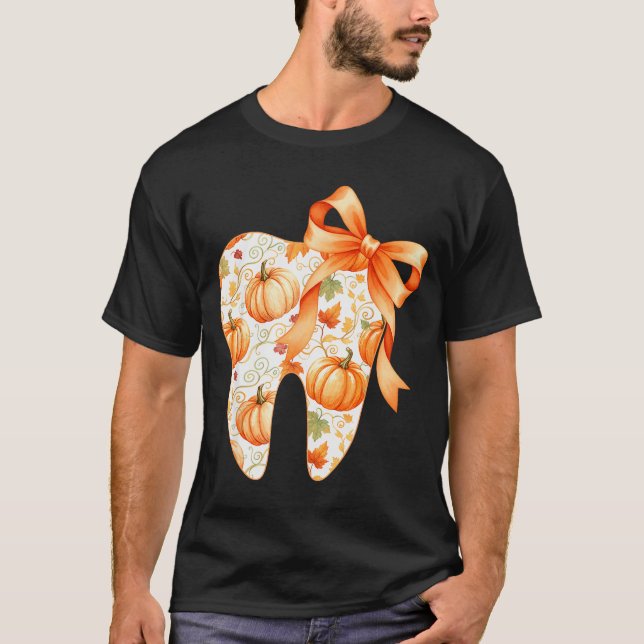 T-shirt Tooth Coquette Bow Dentist Thanksgiving Dental Ist (Devant)