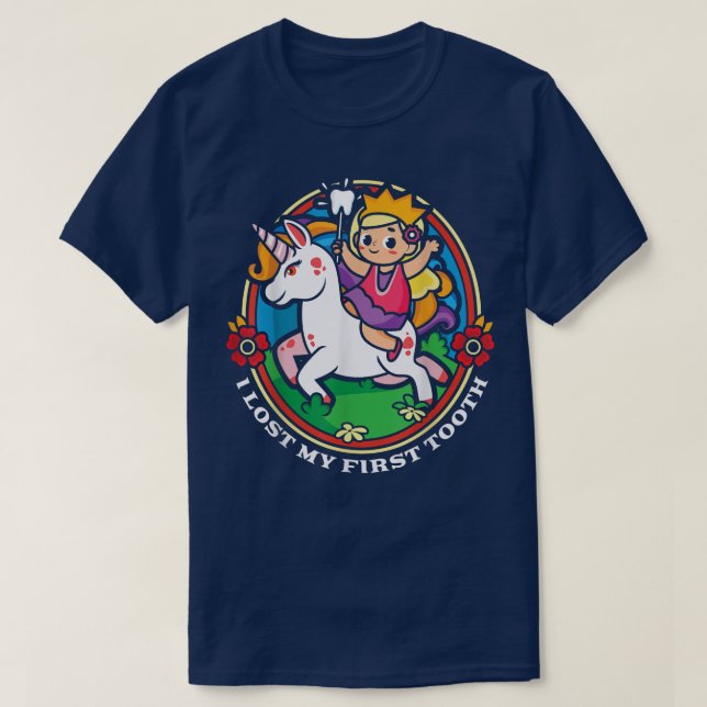 T-shirt Tooth Rainbow Dentist Unicorn Lover Cute Princesse (Design devant)
