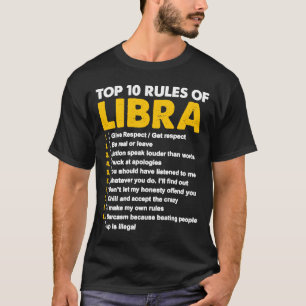 T-shirt Top 10 des règles Libra Horoscope Anniversaire