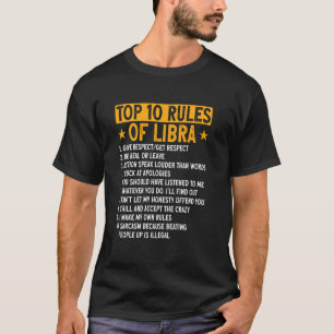 T-shirt Top 10 règles Balance Horoscope Anniversaire