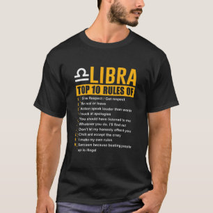 T-shirt Top 10 Règles De La Libra Cadeaux D'Anniversaire