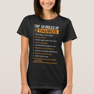 T-shirt Top 10 Règles De Taurus Zodiac Horoscope Anniversa