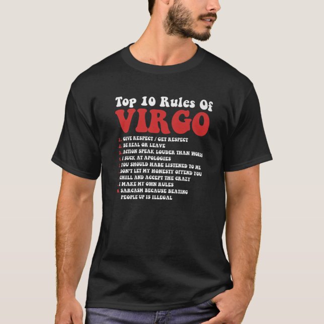T-shirt Top 10 Règles De Virgo Funny Virgo Horoscope (Devant)