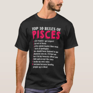 T-shirt Top 10 Règles Des Poissons Panneau Zodiaque