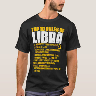 T-shirt Top 10 Règles Libra Horoscope Anniversaire 1