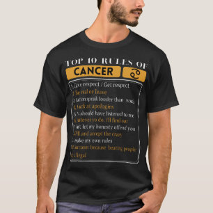 T-shirt Top 10 Rules of Cancer, Cancer Zodiac Facts