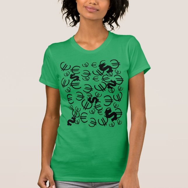 T-shirt top argent funky Euro DollarPattern (Devant)