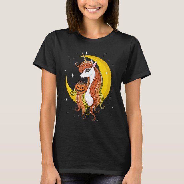 T-shirt Top Candy Corn Unicorn Halloween (Devant)