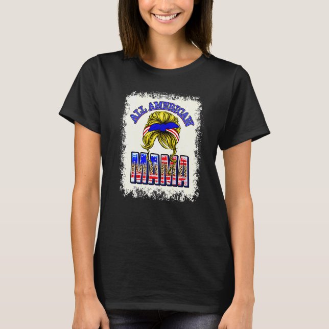 T-shirt Top Femmes Bleues Toutes American Mama 4 juillet M (Devant)