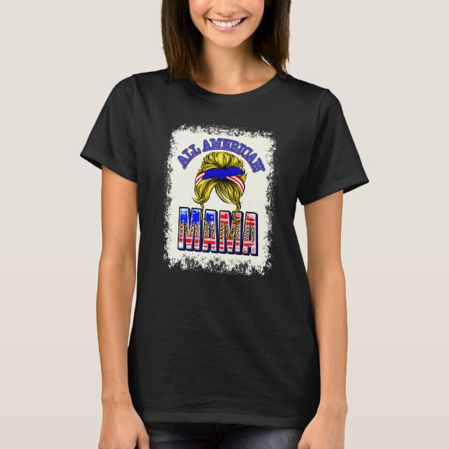 T-shirt Top Femmes Bleues Toutes American Mama 4 juillet M (Devant)