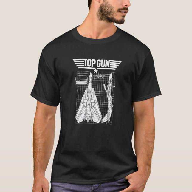 T-shirt Top Gun F 14 Tomcat Blueprints   (Devant)