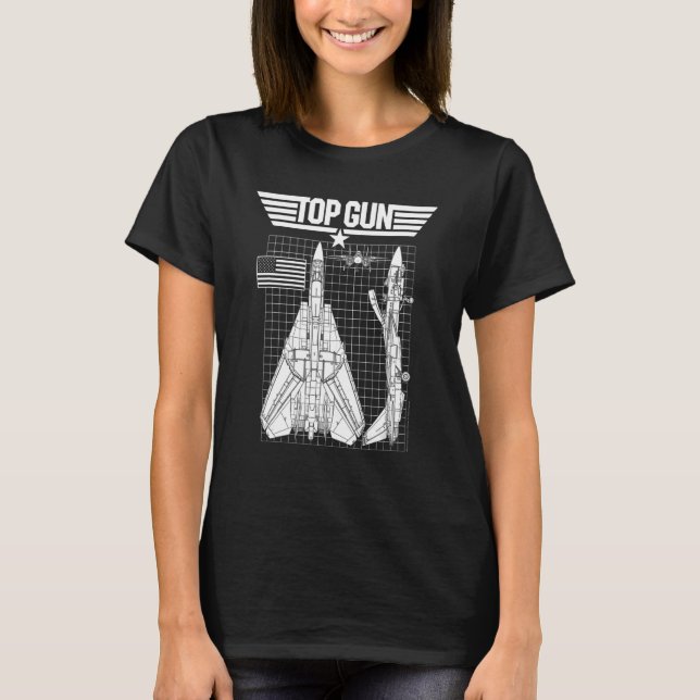 T-shirt Top Gun F 14 Tomcat Blueprints (Devant)