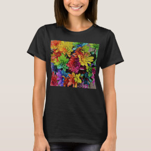T-shirt Top multicolore floral (noir)